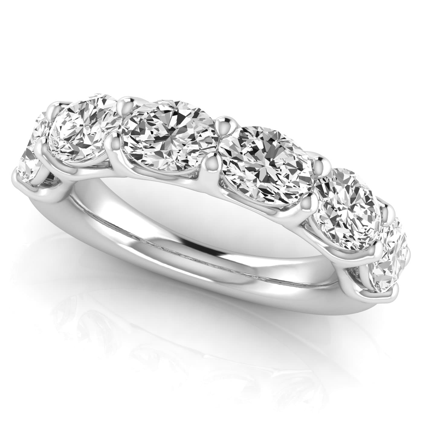 1/2 Spread Oval Diamond Wedding Band (3 ct. tw.), On hand view in white gold or platinum