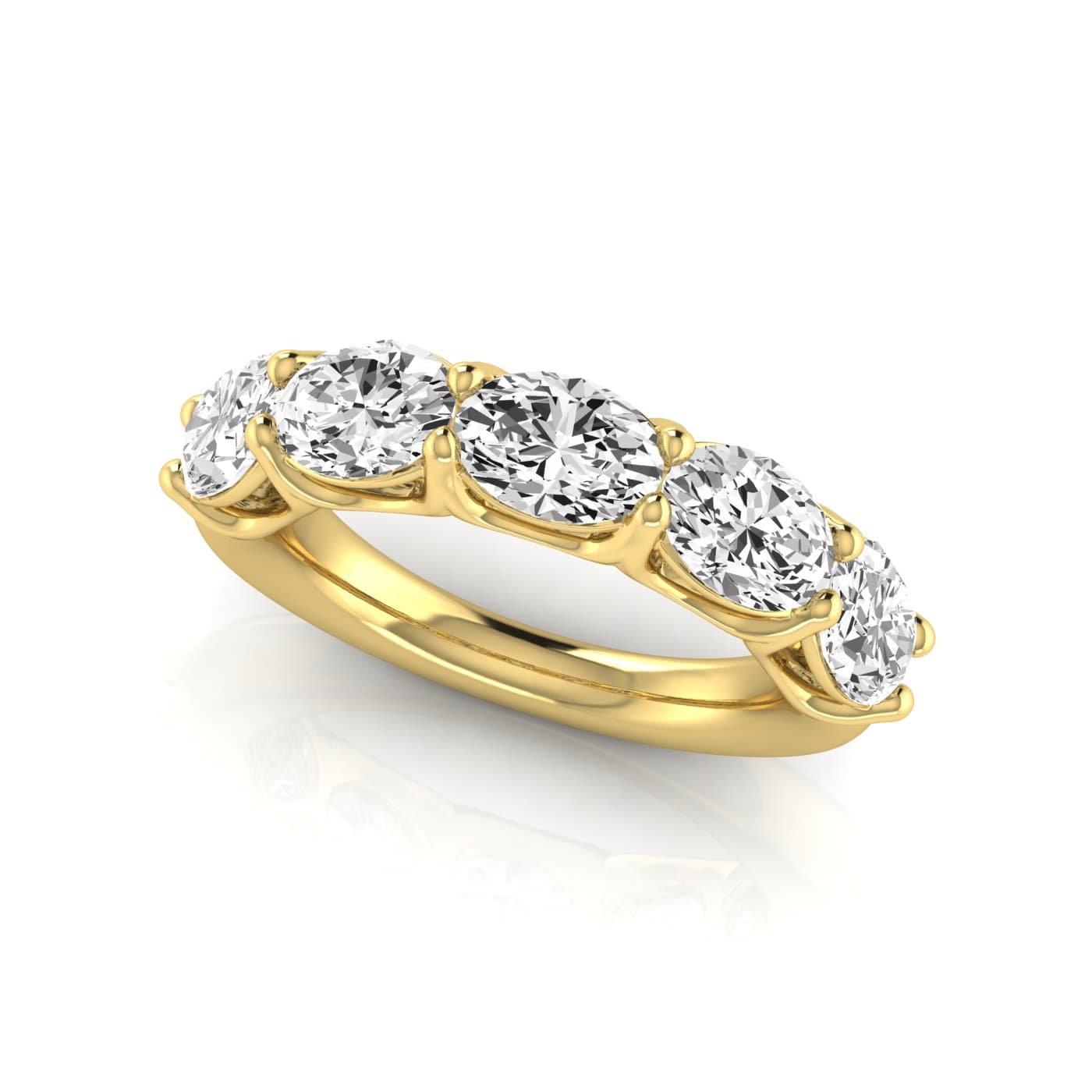 1/2 Spread Oval Diamond Wedding Band (4 1/2 ct. tw.), On hand view in yellow gold