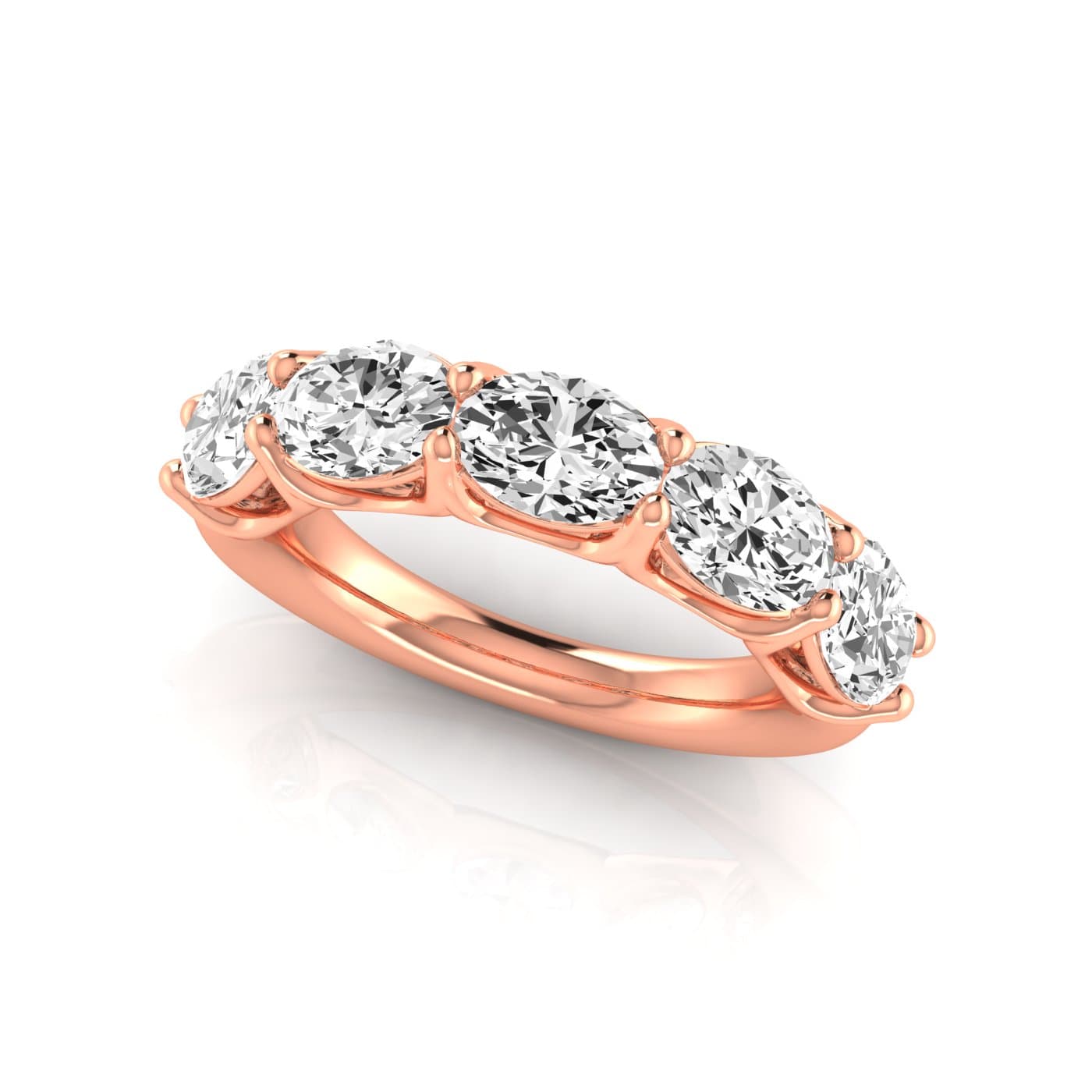 1/2 Spread Oval Diamond Wedding Band (4 1/2 ct. tw.), On hand view in rose gold