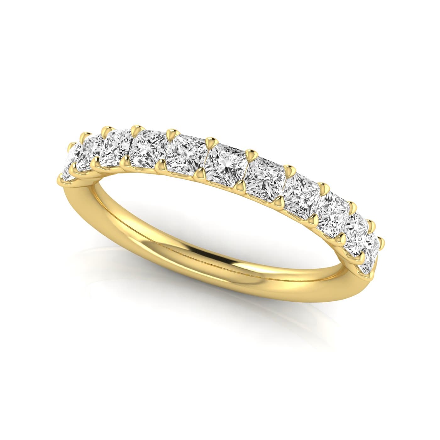 1/2 Spread Princess Diamond Wedding Band (1.1 ct. tw.), On hand view in yellow gold