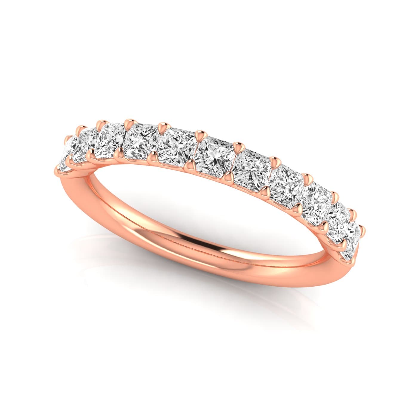 1/2 Spread Princess Diamond Wedding Band (1.1 ct. tw.), On hand view in rose gold