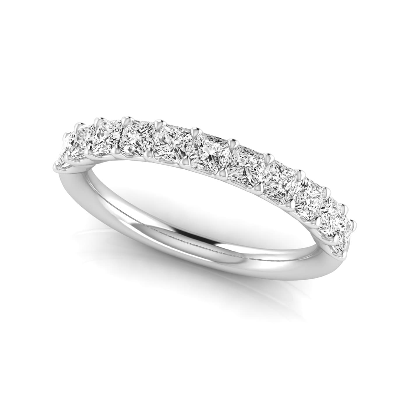 1/2 Spread Princess Diamond Wedding Band (1.1 ct. tw.), On hand view in white gold or platinum