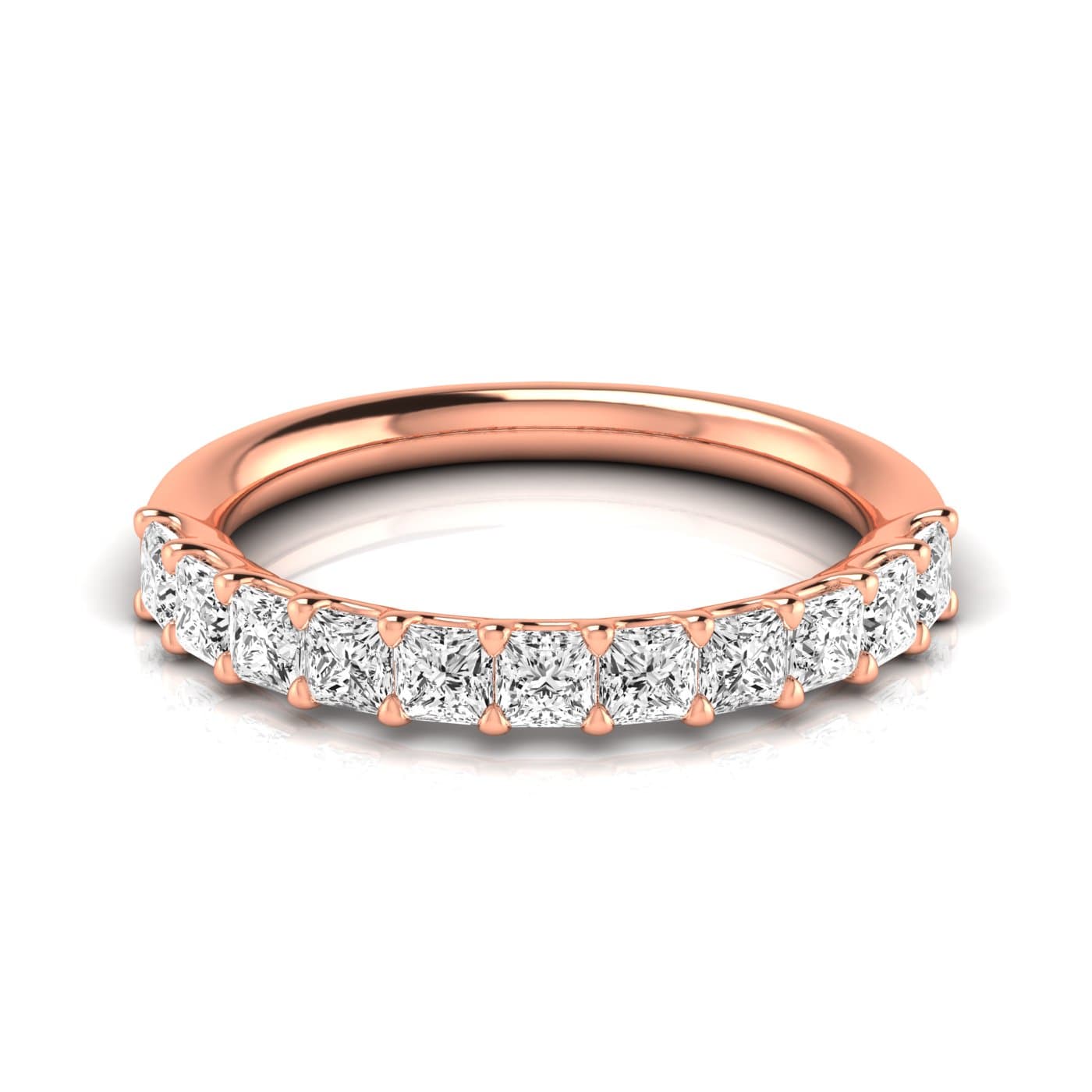 1/2 Spread Princess Diamond Wedding Band (1.1 ct. tw.), Side view in rose gold
