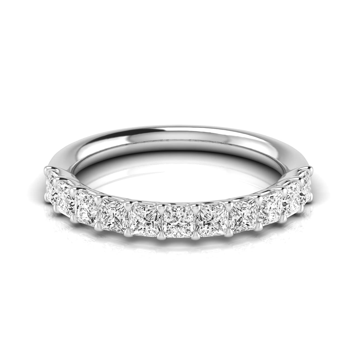 1/2 Spread Princess Diamond Wedding Band (1.1 ct. tw.), Side view in white gold or platinum