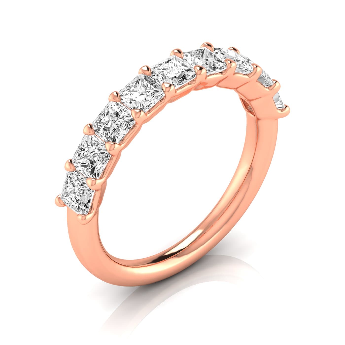 1/2 Spread Princess Diamond Wedding Band (2 1/4 ct. tw.), Front view in rose gold