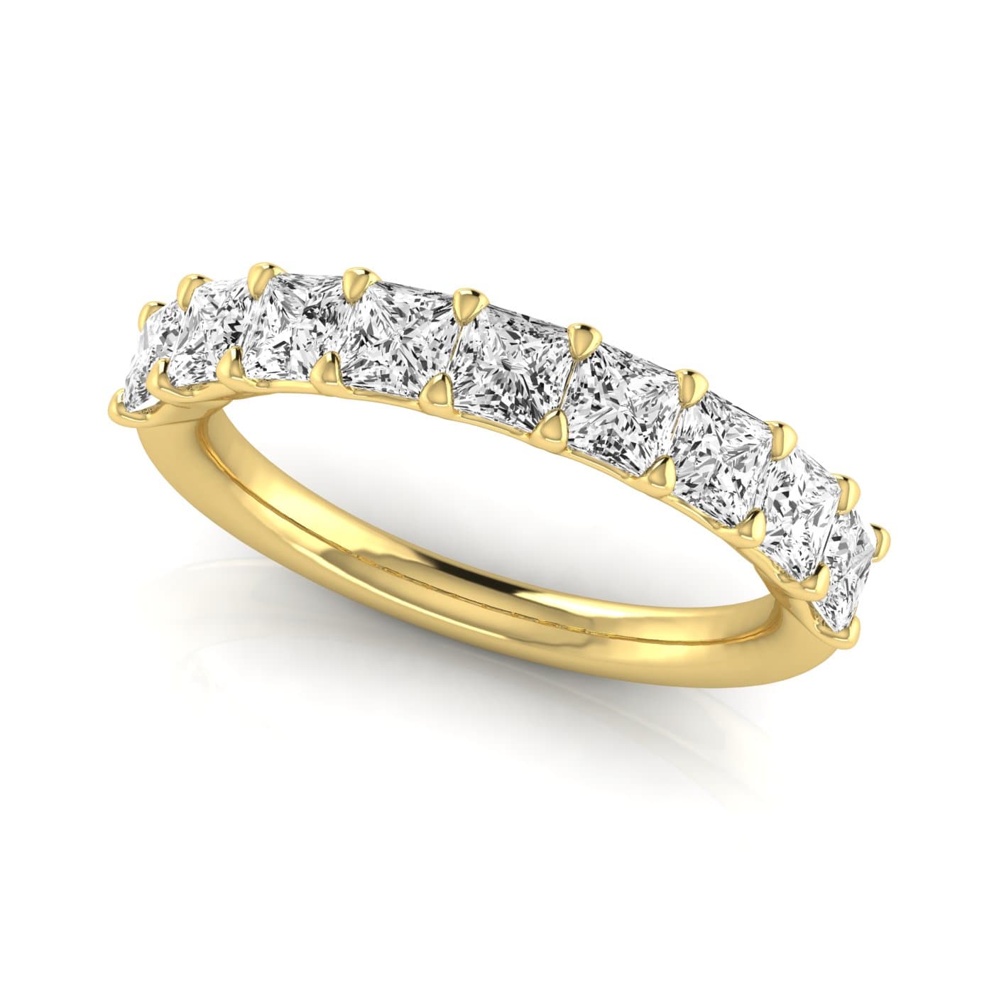 1/2 Spread Princess Diamond Wedding Band (2 1/4 ct. tw.), On hand view in yellow gold