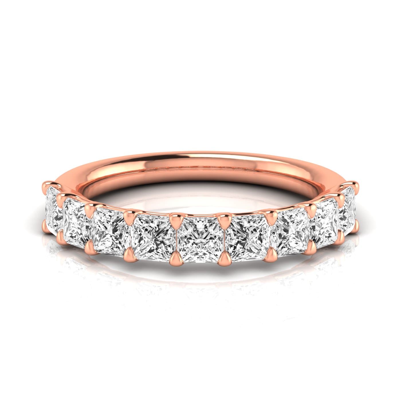 1/2 Spread Princess Diamond Wedding Band (2 1/4 ct. tw.), Side view in rose gold