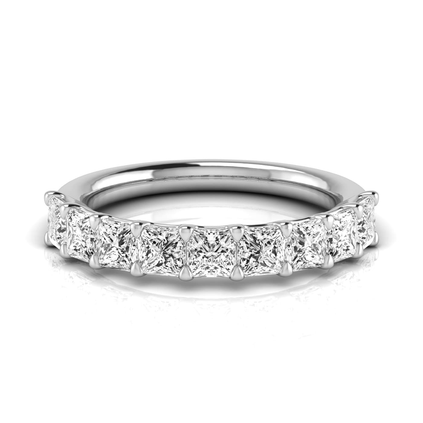 1/2 Spread Princess Diamond Wedding Band (2 1/4 ct. tw.), Side view in white gold or platinum