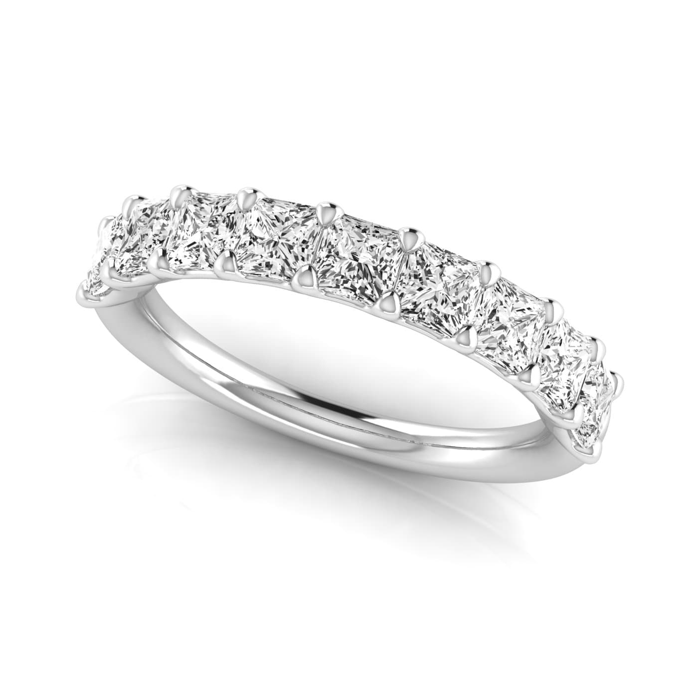 1/2 Spread Princess Diamond Wedding Band (2.97 ct. tw.), On hand view in white gold or platinum
