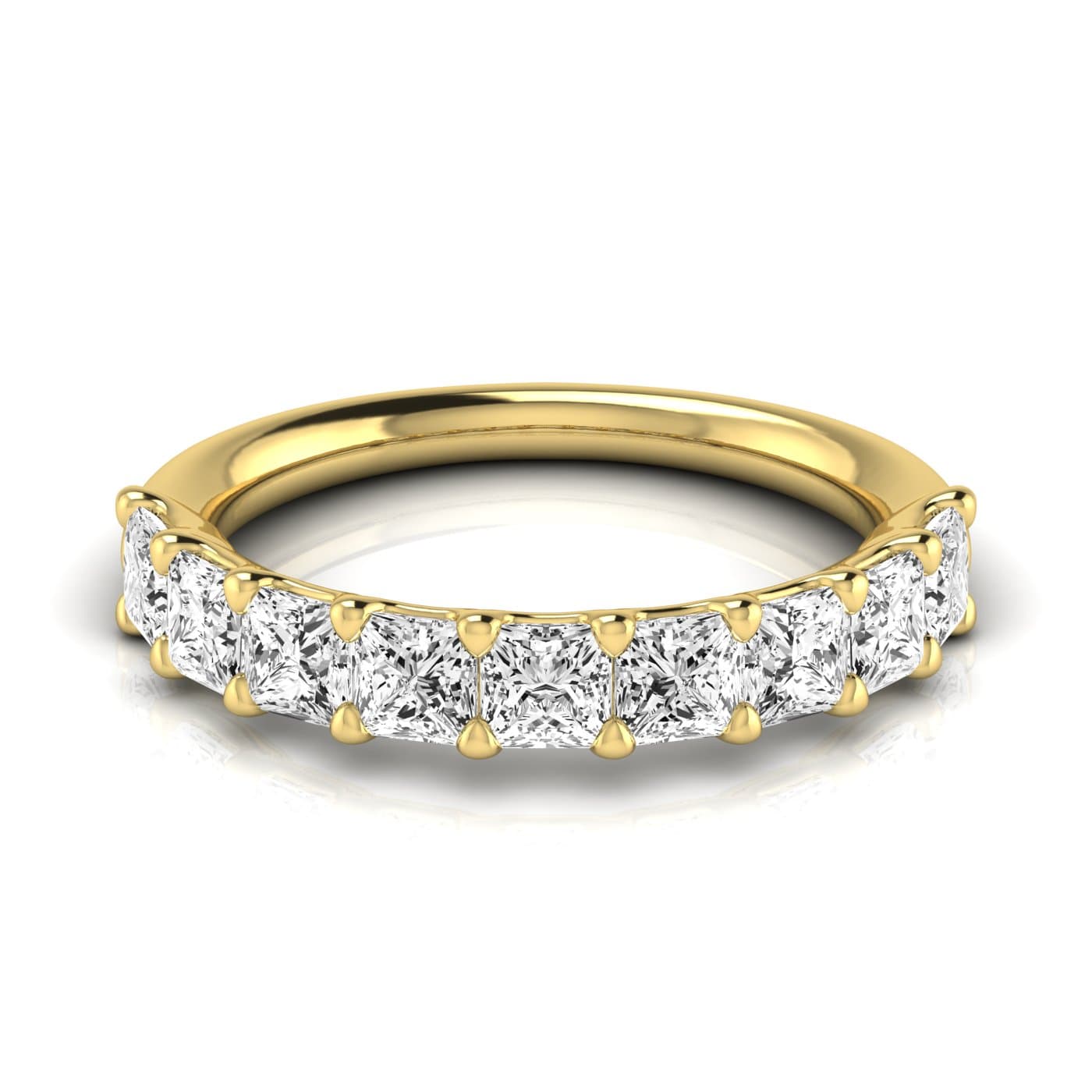 1/2 Spread Princess Diamond Wedding Band (2.97 ct. tw.), Side view in yellow gold