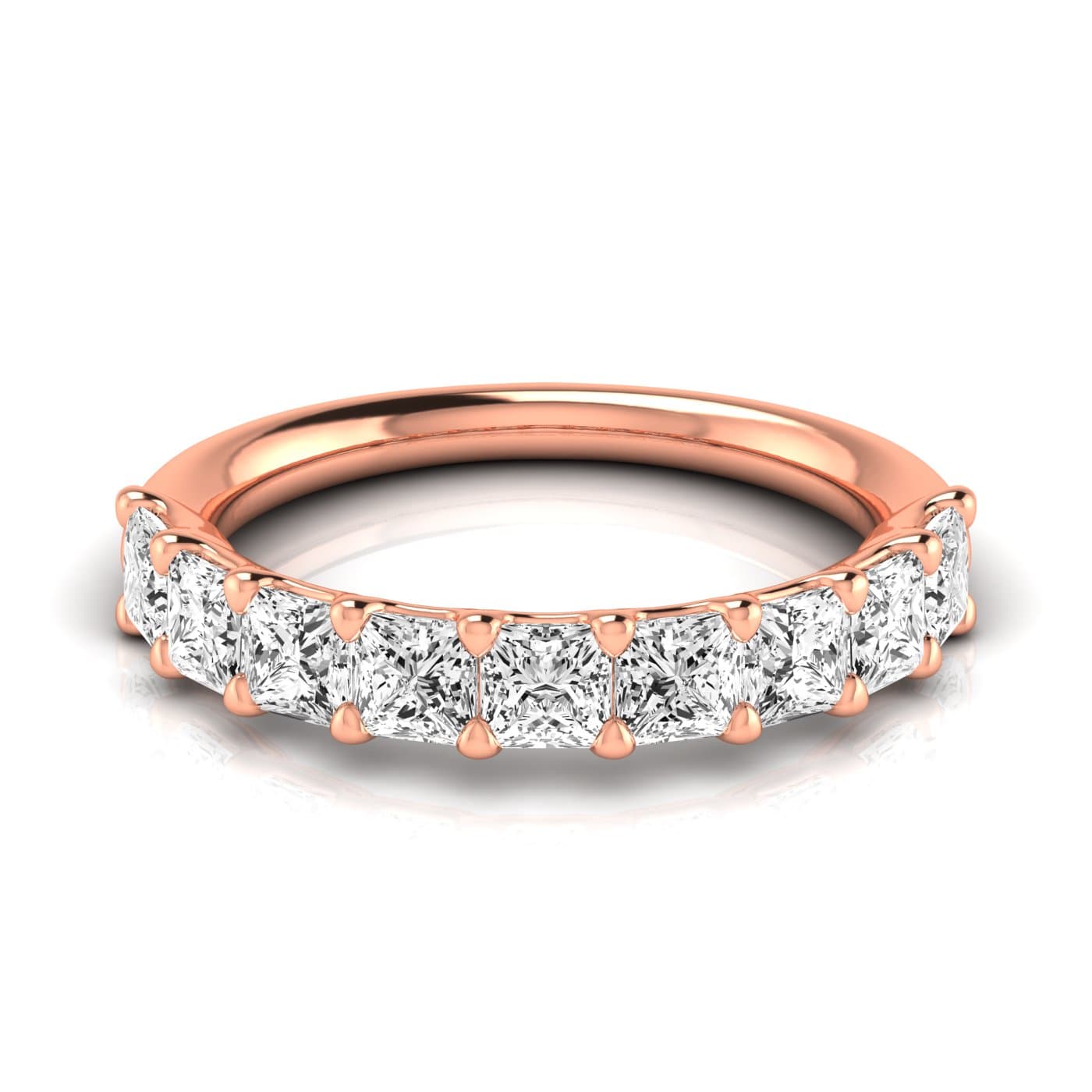 1/2 Spread Princess Diamond Wedding Band (2.97 ct. tw.), Side view in rose gold