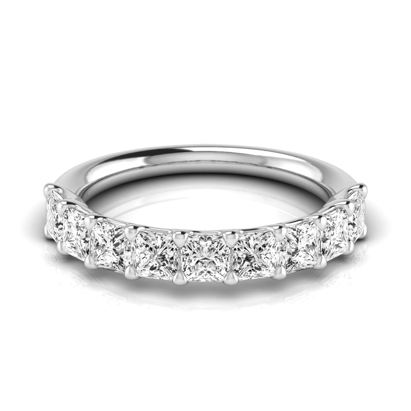 1/2 Spread Princess Diamond Wedding Band (2.97 ct. tw.), Side view in white gold or platinum