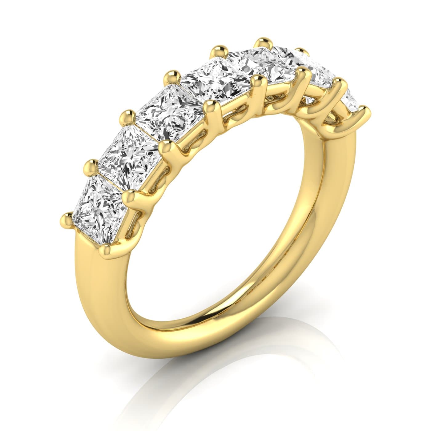 1/2 Spread Princess Diamond Wedding Band (3 1/2 ct. tw.), Front view in yellow gold