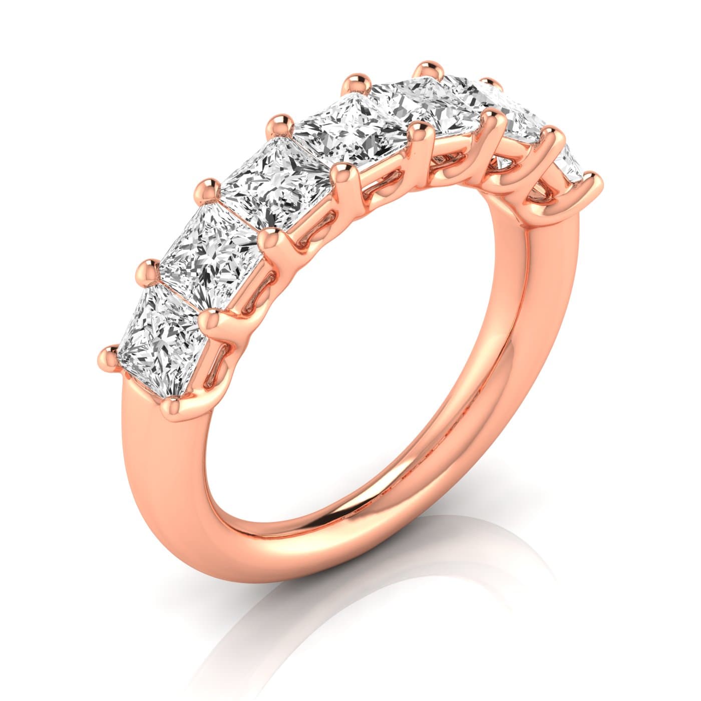 1/2 Spread Princess Diamond Wedding Band (3 1/2 ct. tw.), Front view in rose gold