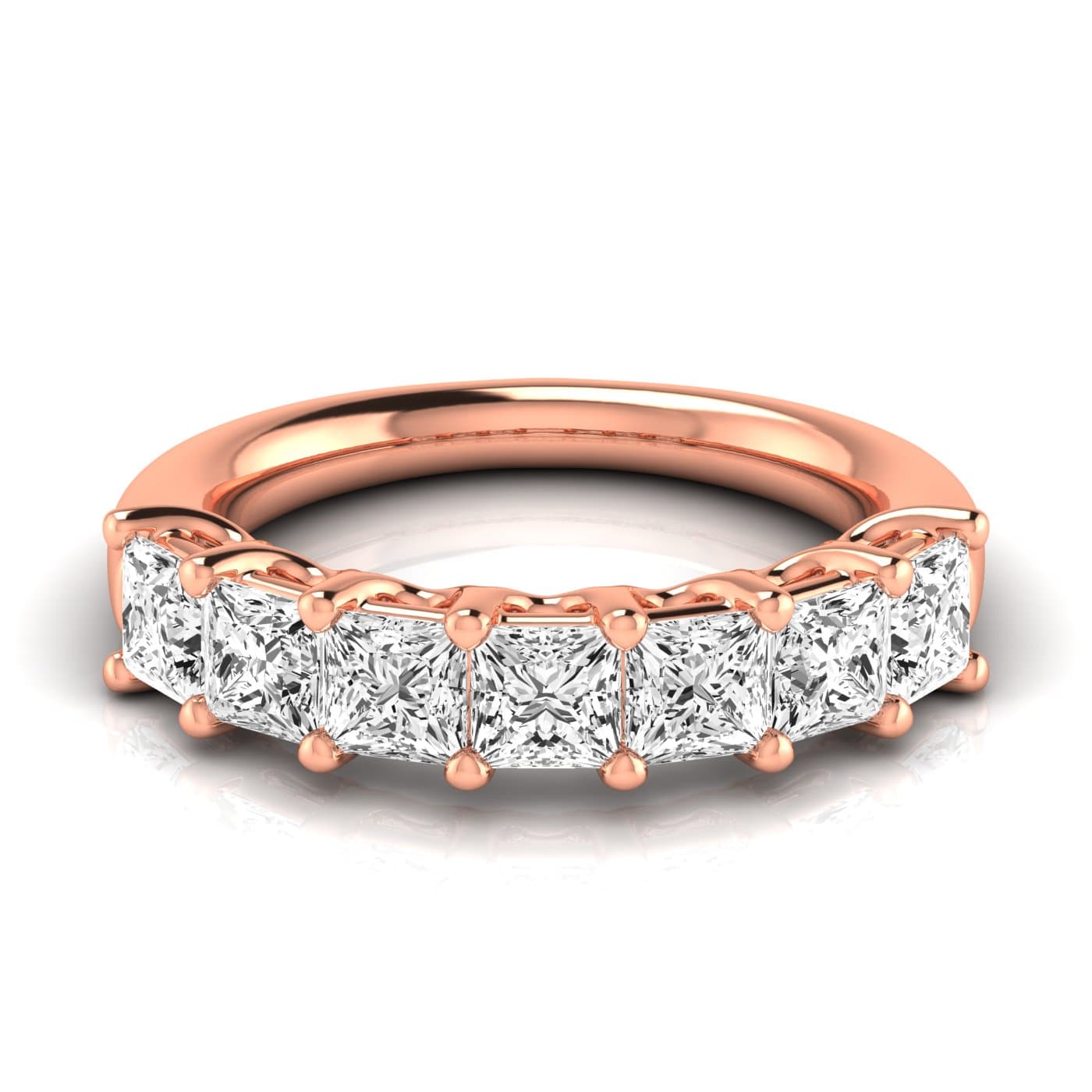 1/2 Spread Princess Diamond Wedding Band (3 1/2 ct. tw.), Side view in rose gold