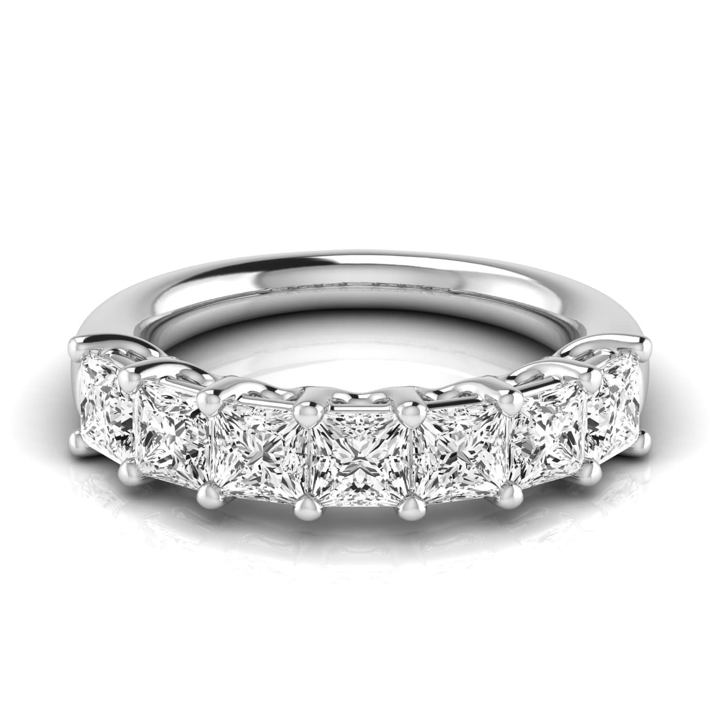 1/2 Spread Princess Diamond Wedding Band (3 1/2 ct. tw.), Side view in white gold or platinum