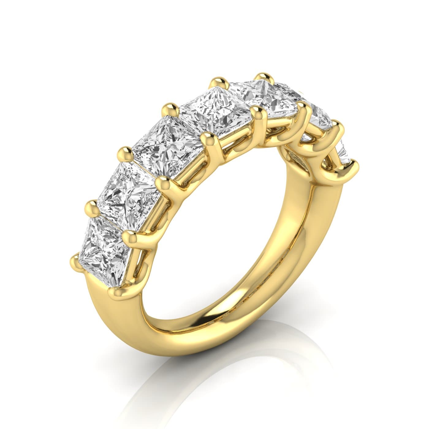 1/2 Spread Princess Diamond Wedding Band (5 1/4 ct. tw.), Front view in yellow gold