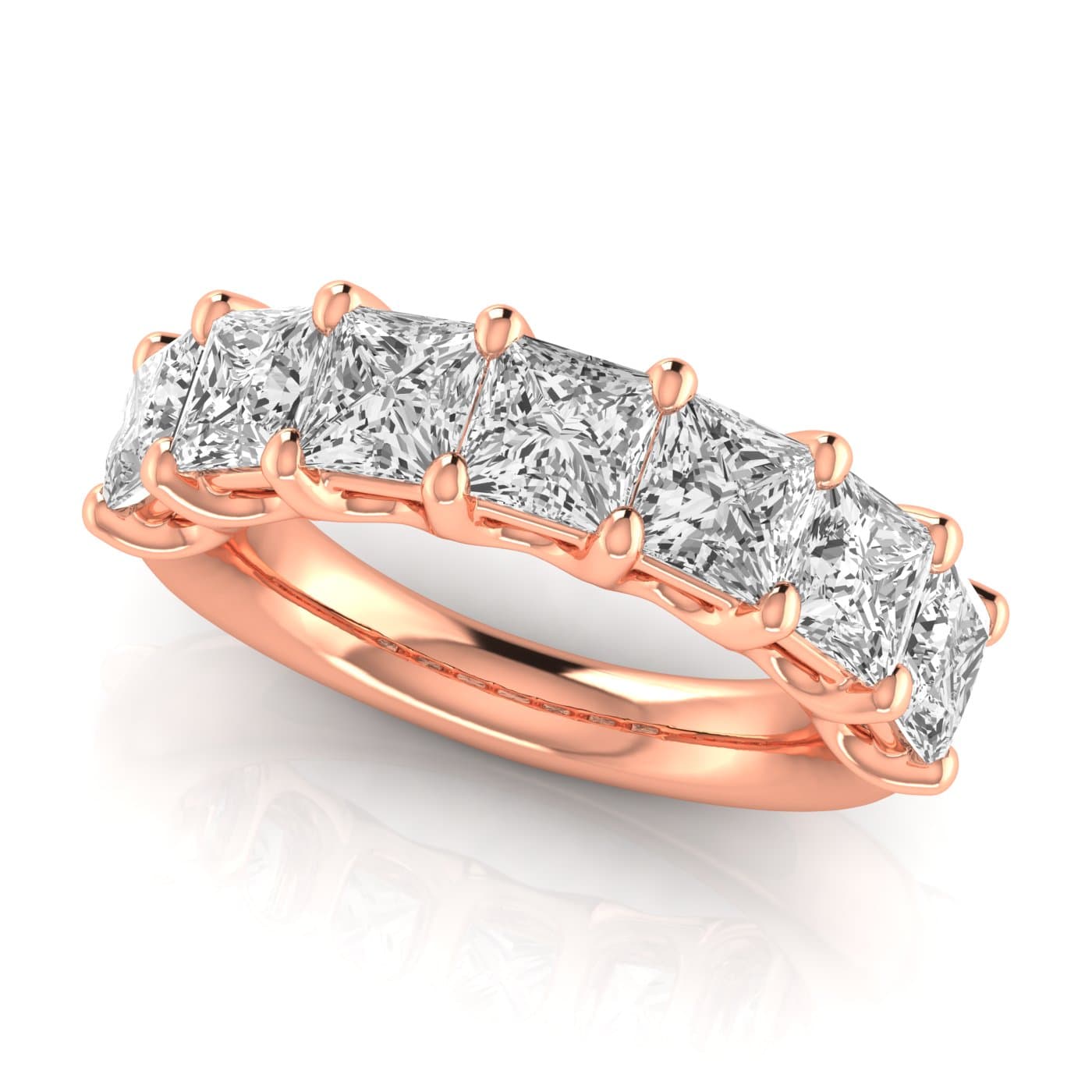 1/2 Spread Princess Diamond Wedding Band (5 1/4 ct. tw.), On hand view in rose gold