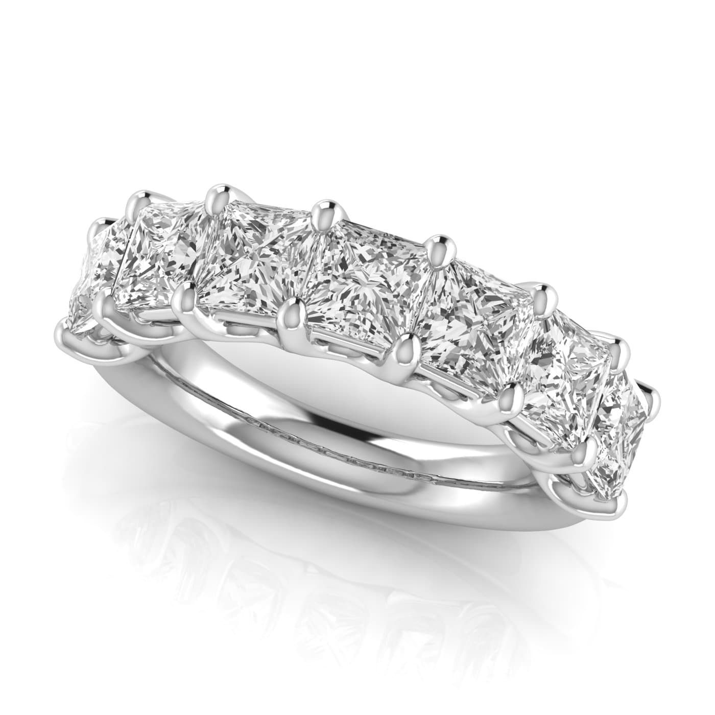 1/2 Spread Princess Diamond Wedding Band (5 1/4 ct. tw.), On hand view in white gold or platinum