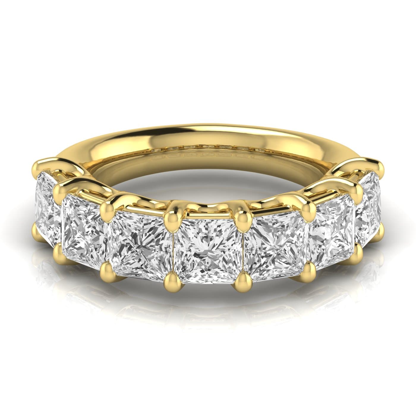 1/2 Spread Princess Diamond Wedding Band (5 1/4 ct. tw.), Side view in yellow gold