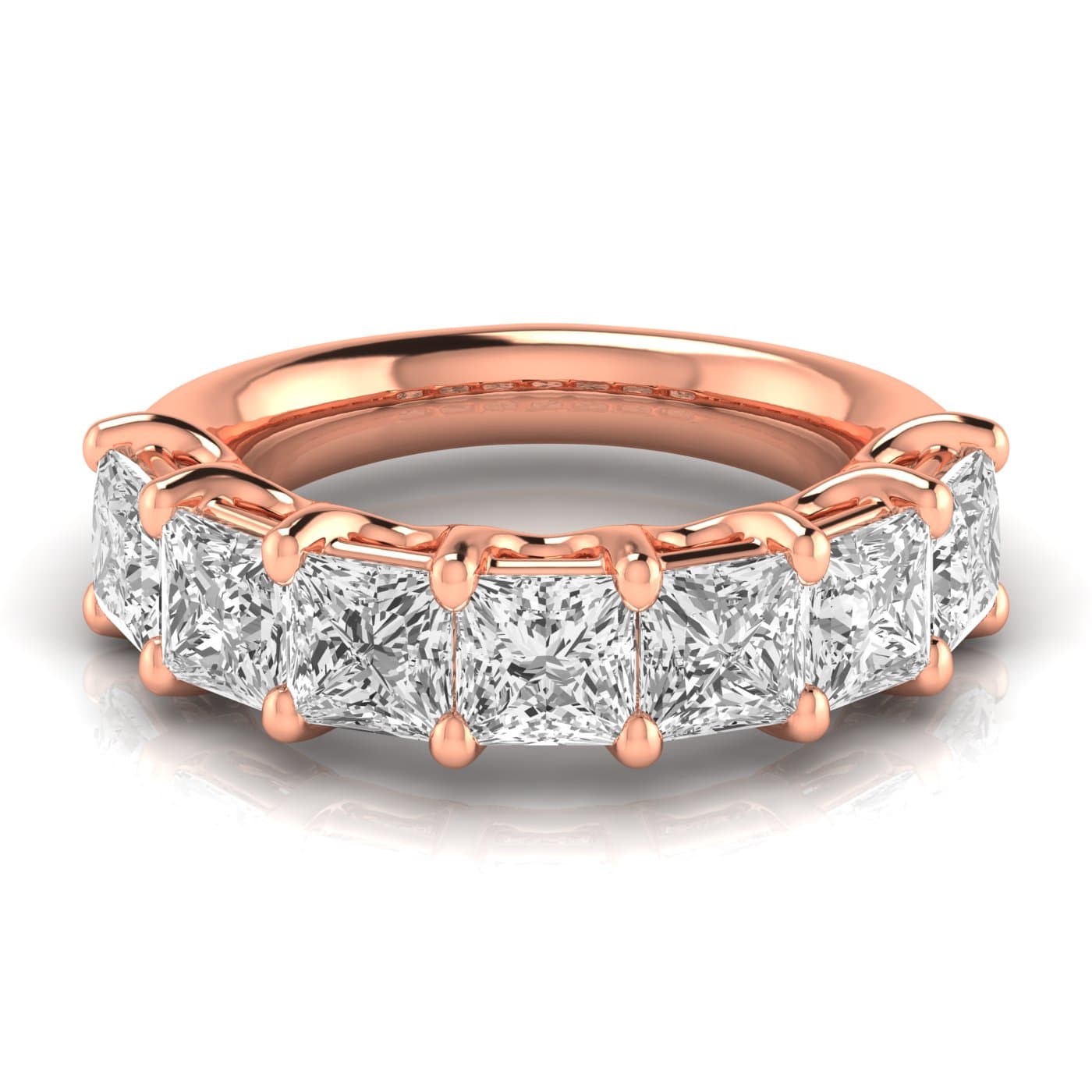 1/2 Spread Princess Diamond Wedding Band (5 1/4 ct. tw.), Side view in rose gold