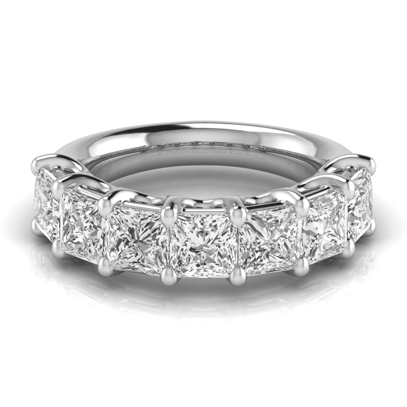 1/2 Spread Princess Diamond Wedding Band (5 1/4 ct. tw.), Side view in white gold or platinum