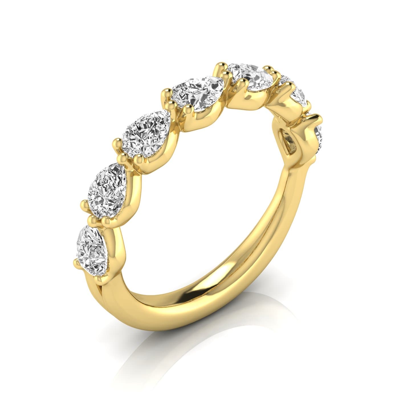 1/2 Spread Pear Diamond Wedding Band (0.7 ct. tw.), Front view in yellow gold