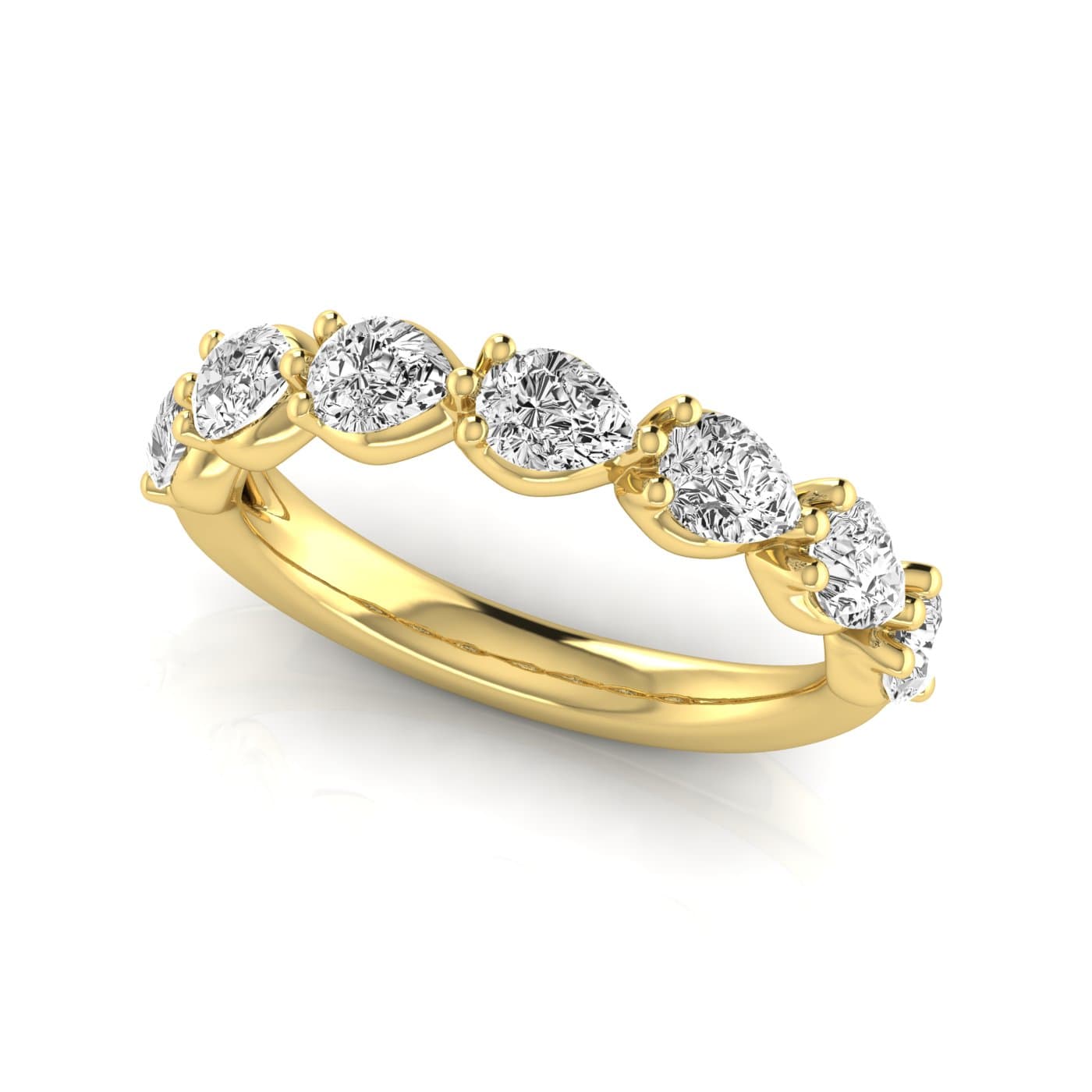 1/2 Spread Pear Diamond Wedding Band (0.7 ct. tw.), On hand view in yellow gold