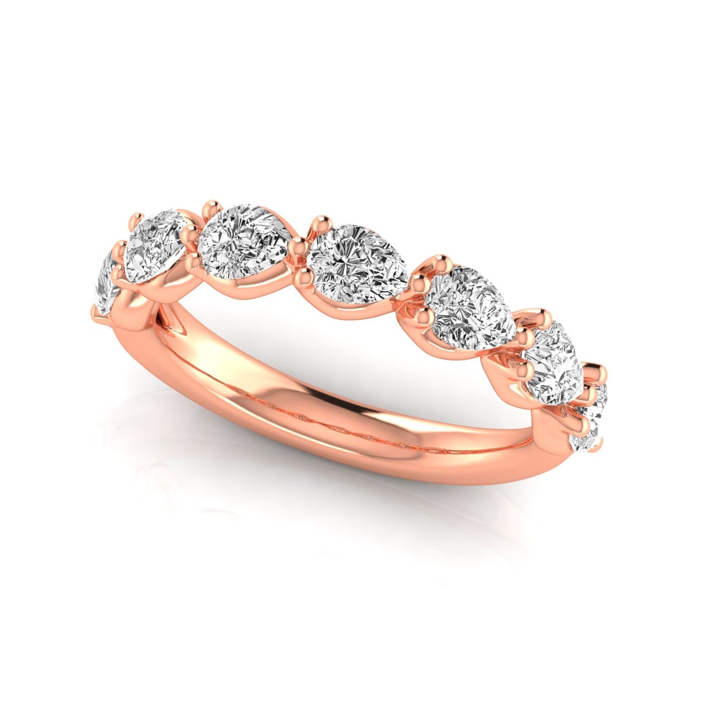 1/2 Spread Pear Diamond Wedding Band (0.7 ct. tw.), On hand view in rose gold