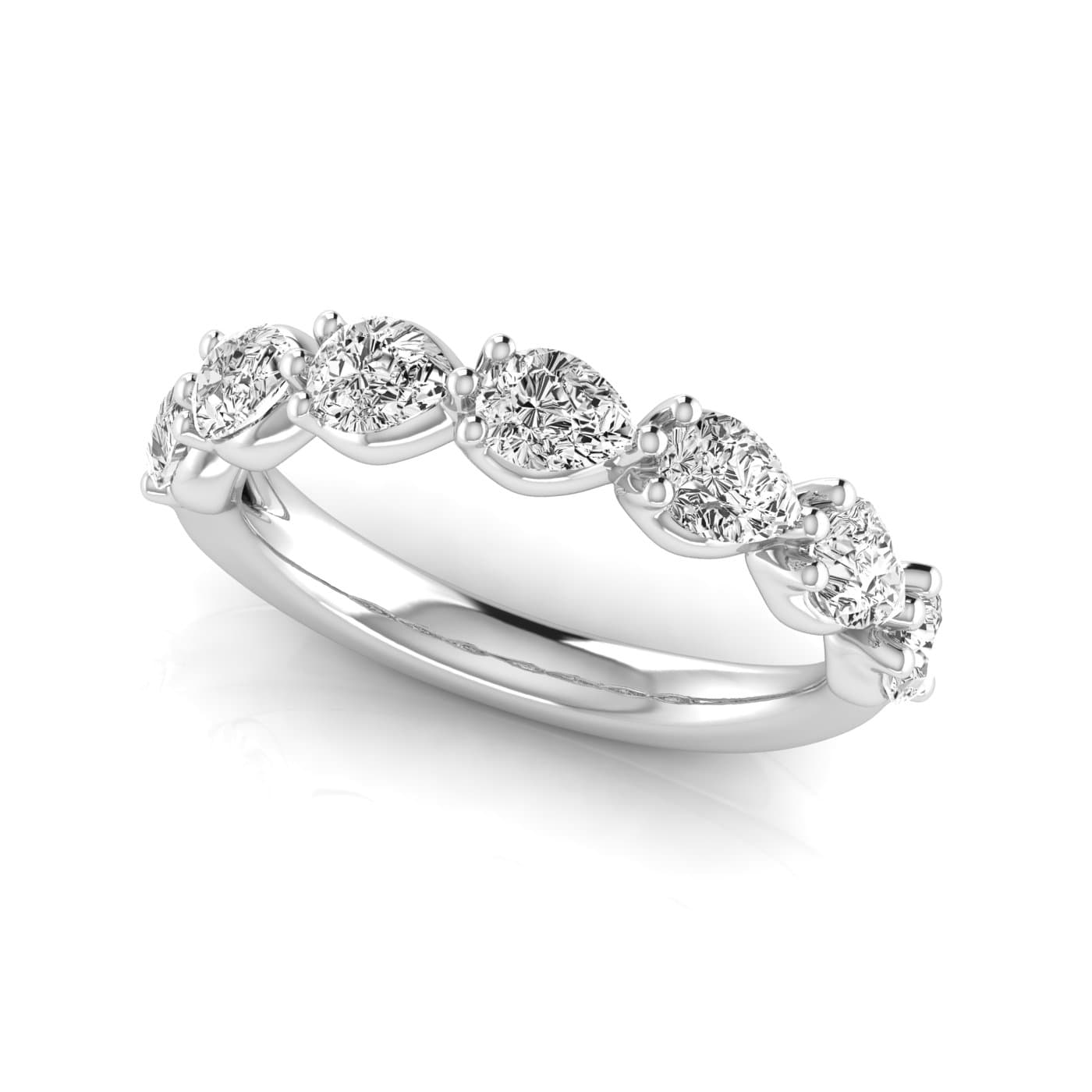 1/2 Spread Pear Diamond Wedding Band (0.7 ct. tw.), On hand view in white gold or platinum