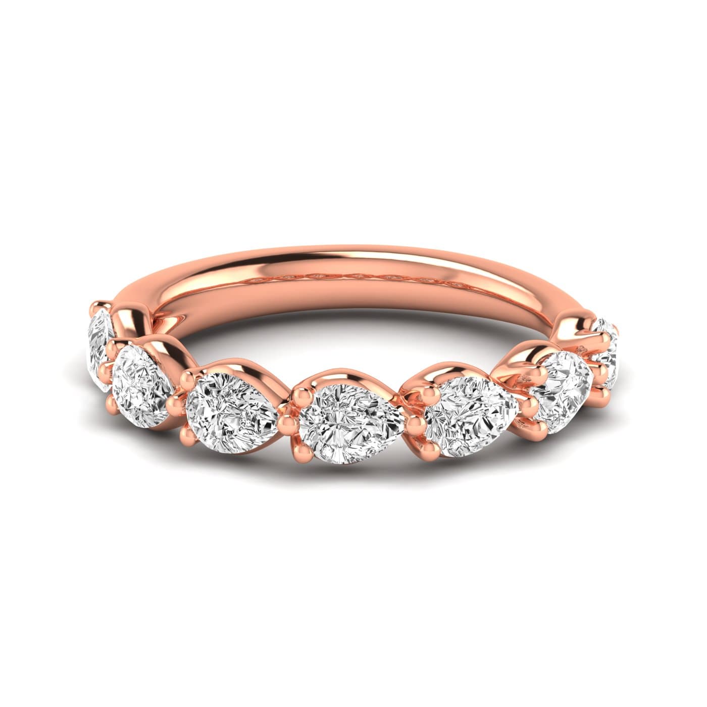 1/2 Spread Pear Diamond Wedding Band (0.7 ct. tw.), Side view in rose gold