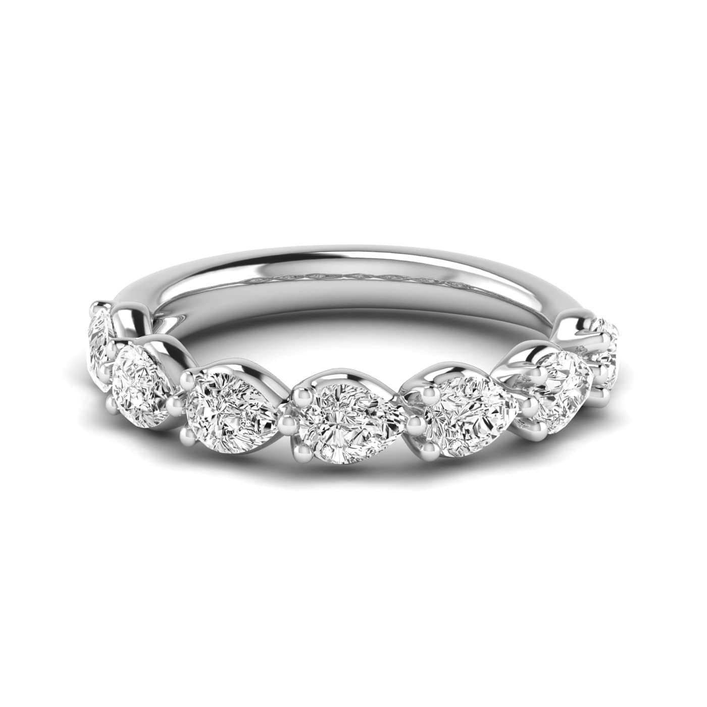 1/2 Spread Pear Diamond Wedding Band (0.7 ct. tw.), Side view in white gold or platinum