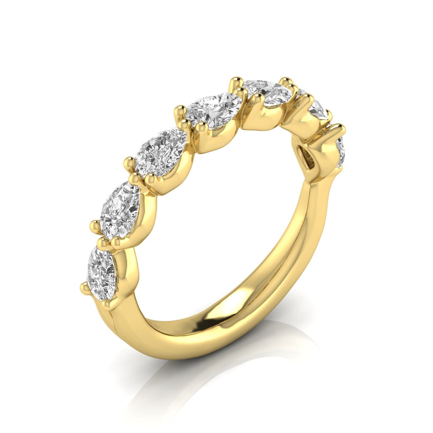 1/2 Spread Pear Diamond Wedding Band (1.05 ct. tw.), Front view in yellow gold