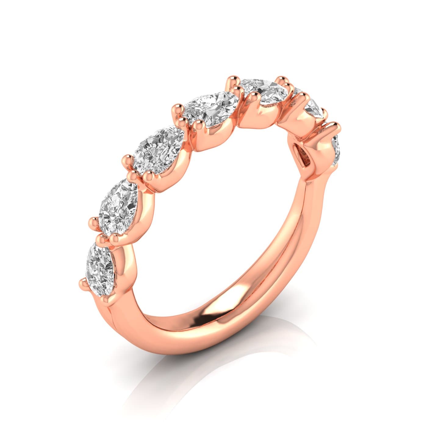 1/2 Spread Pear Diamond Wedding Band (1.05 ct. tw.), Front view in rose gold
