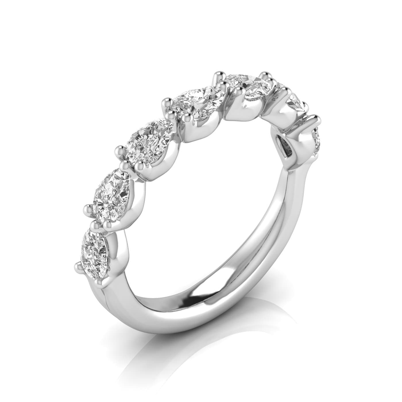 1/2 Spread Pear Diamond Wedding Band (1.05 ct. tw.), Front view in white gold or platinum