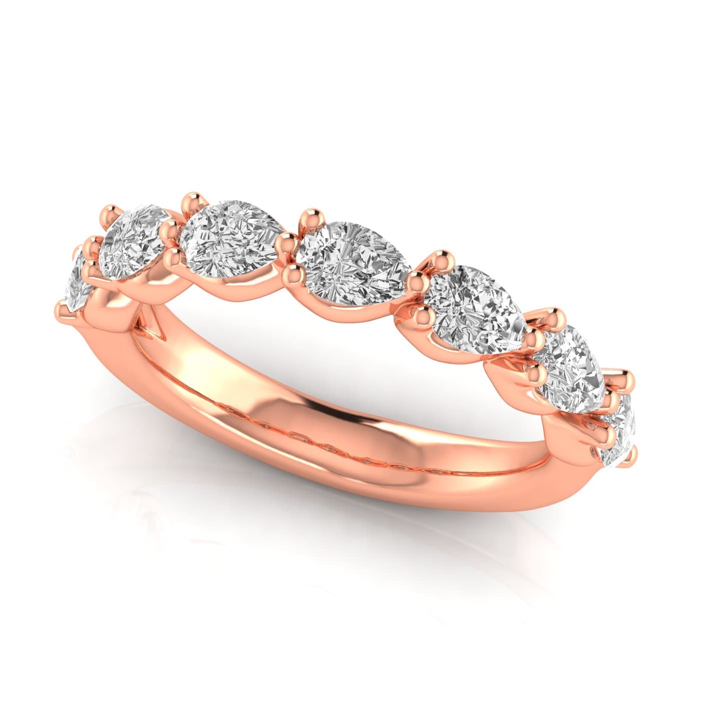 1/2 Spread Pear Diamond Wedding Band (1.05 ct. tw.), On hand view in rose gold