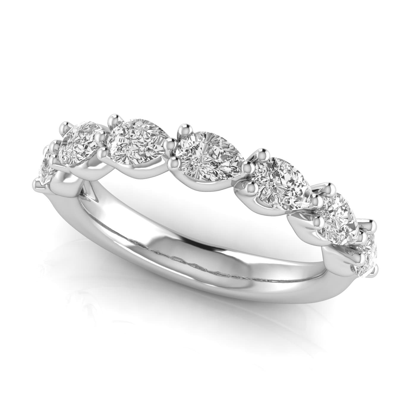 1/2 Spread Pear Diamond Wedding Band (1.05 ct. tw.), On hand view in white gold or platinum