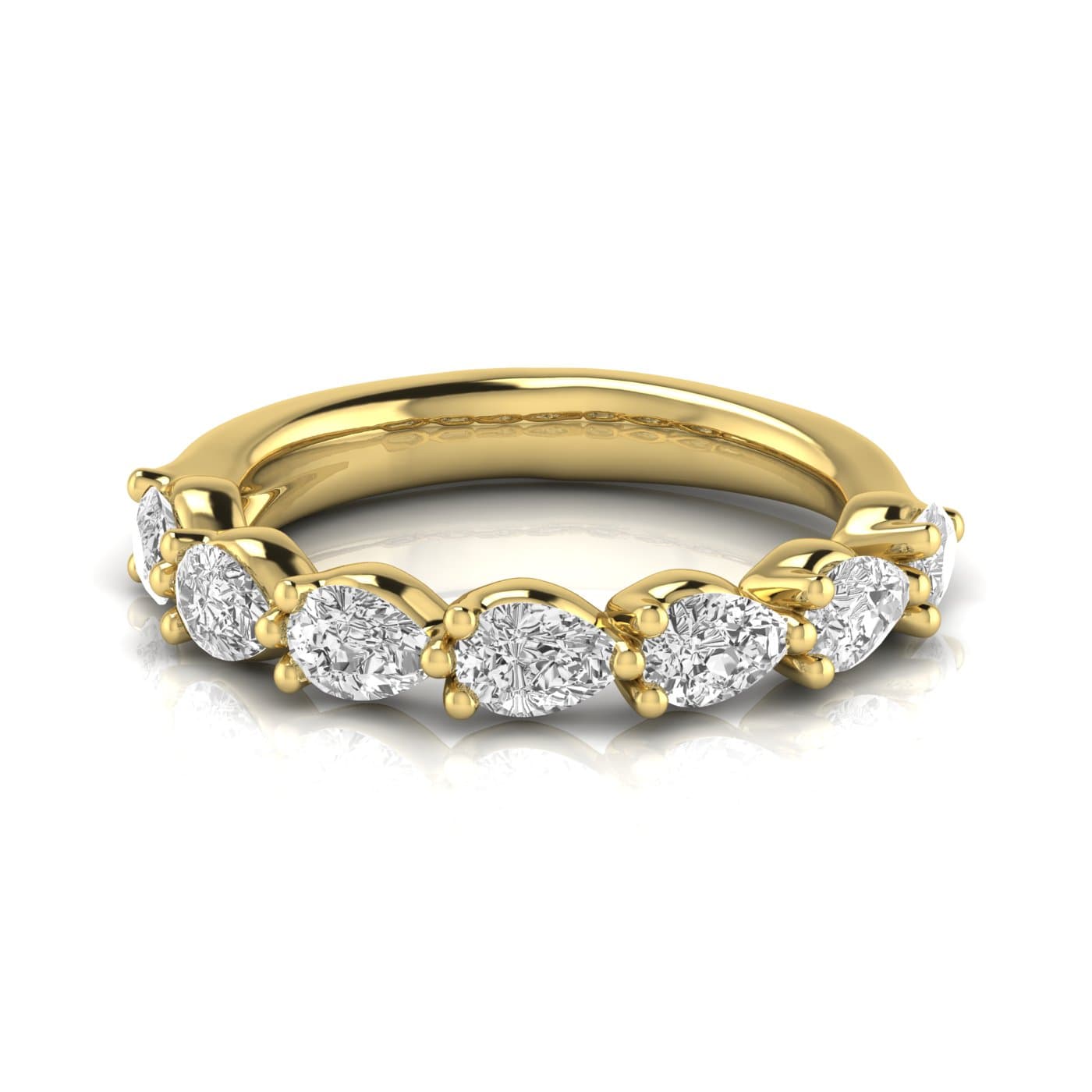 1/2 Spread Pear Diamond Wedding Band (1.05 ct. tw.), Side view in yellow gold