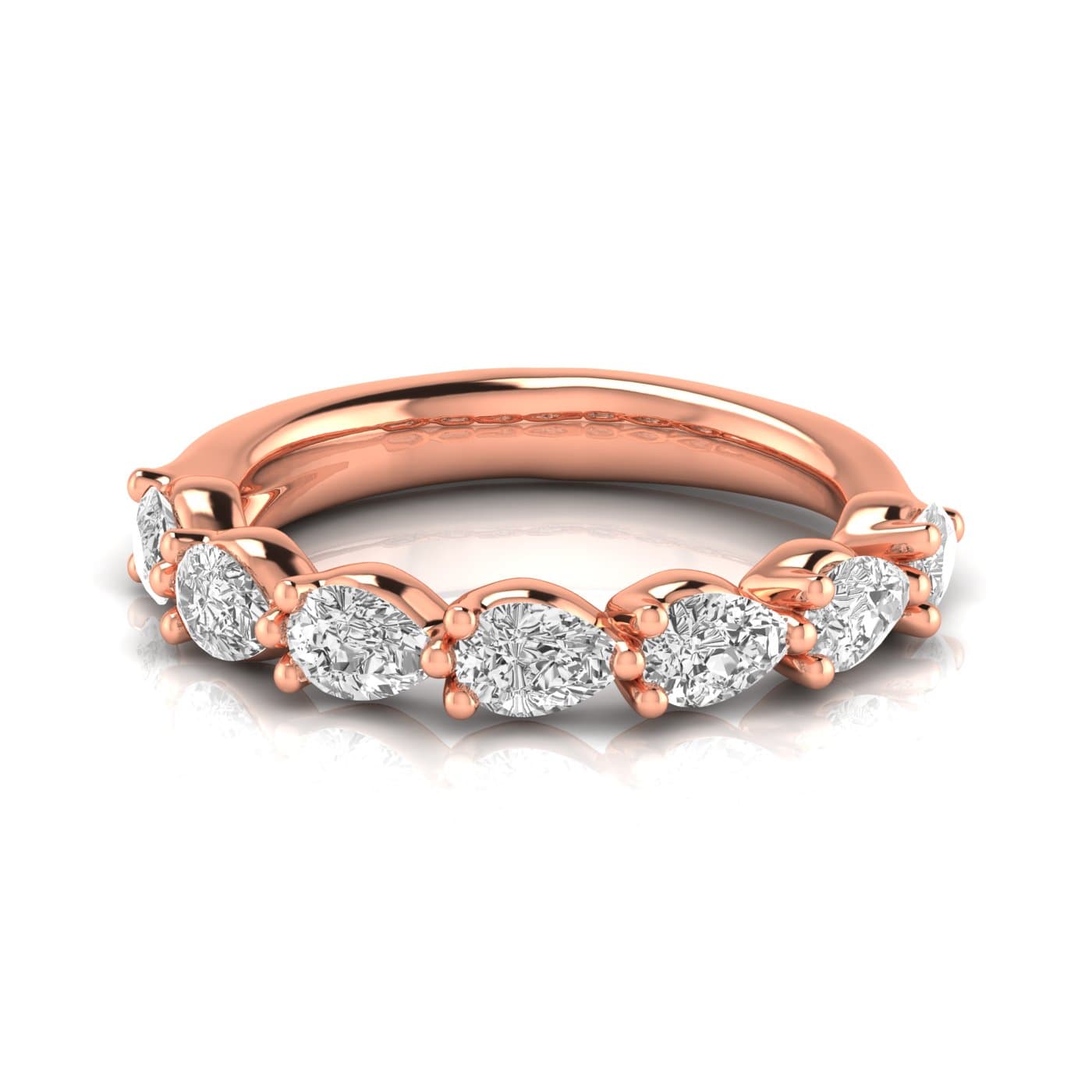 1/2 Spread Pear Diamond Wedding Band (1.05 ct. tw.), Side view in rose gold
