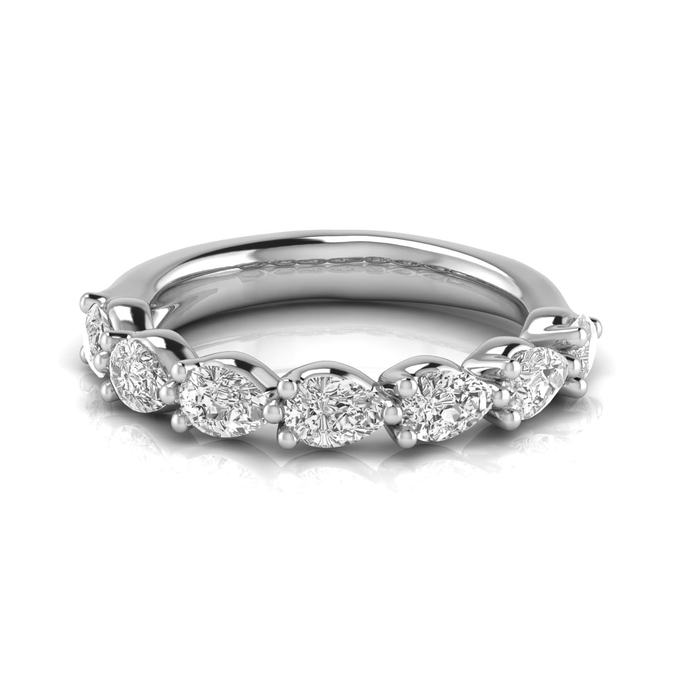 1/2 Spread Pear Diamond Wedding Band (1.05 ct. tw.), Side view in white gold or platinum
