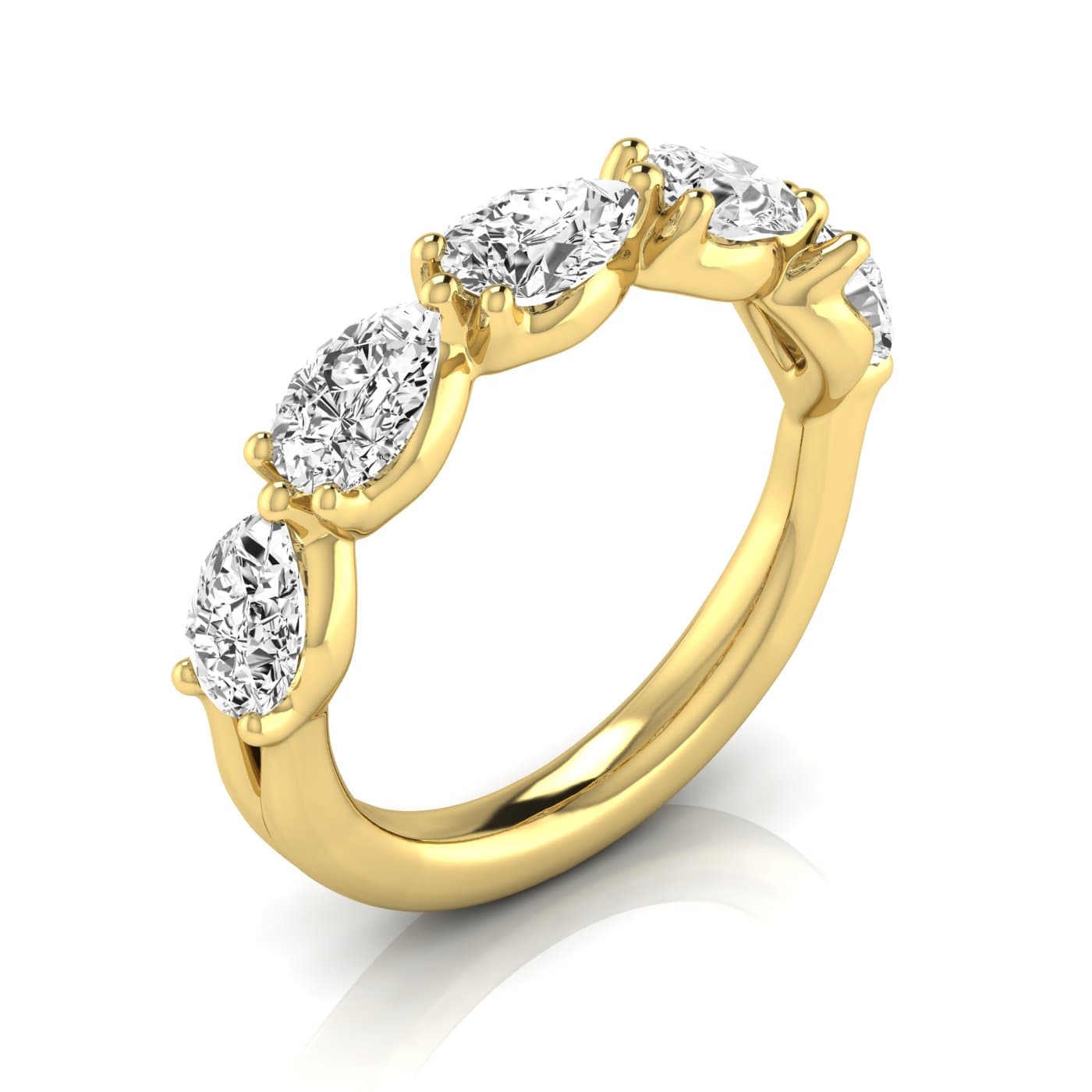 1/2 Spread Pear Diamond Wedding Band (1 2/3 ct. tw.), Front view in yellow gold