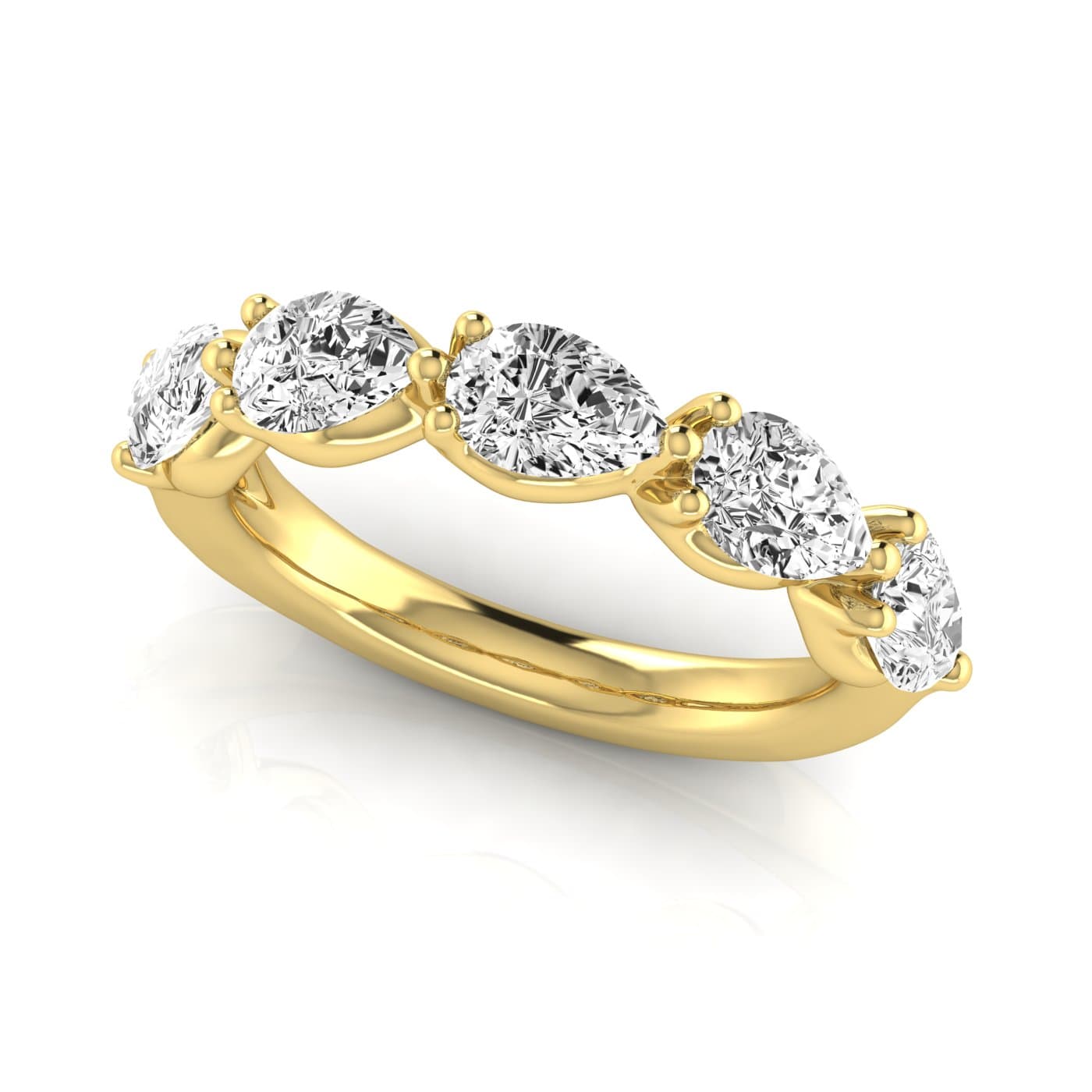 1/2 Spread Pear Diamond Wedding Band (1 2/3 ct. tw.), On hand view in yellow gold