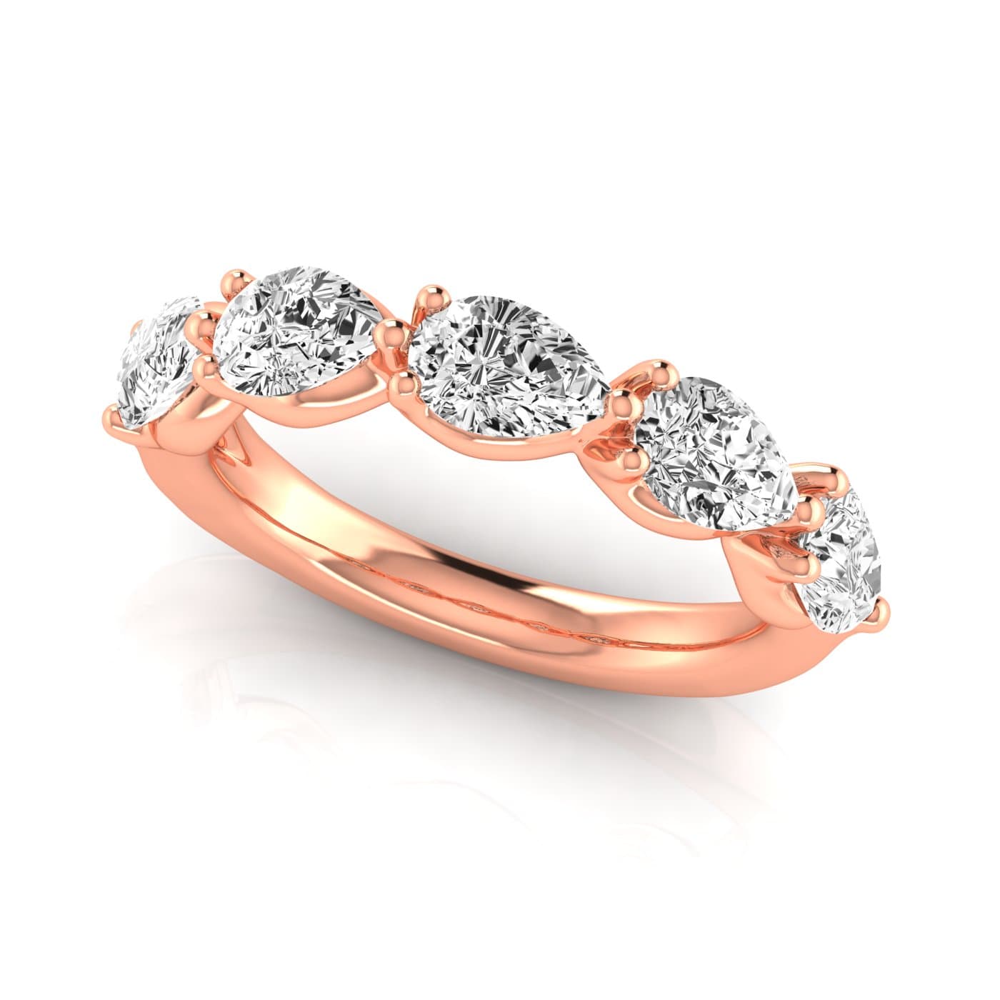 1/2 Spread Pear Diamond Wedding Band (1 2/3 ct. tw.), On hand view in rose gold