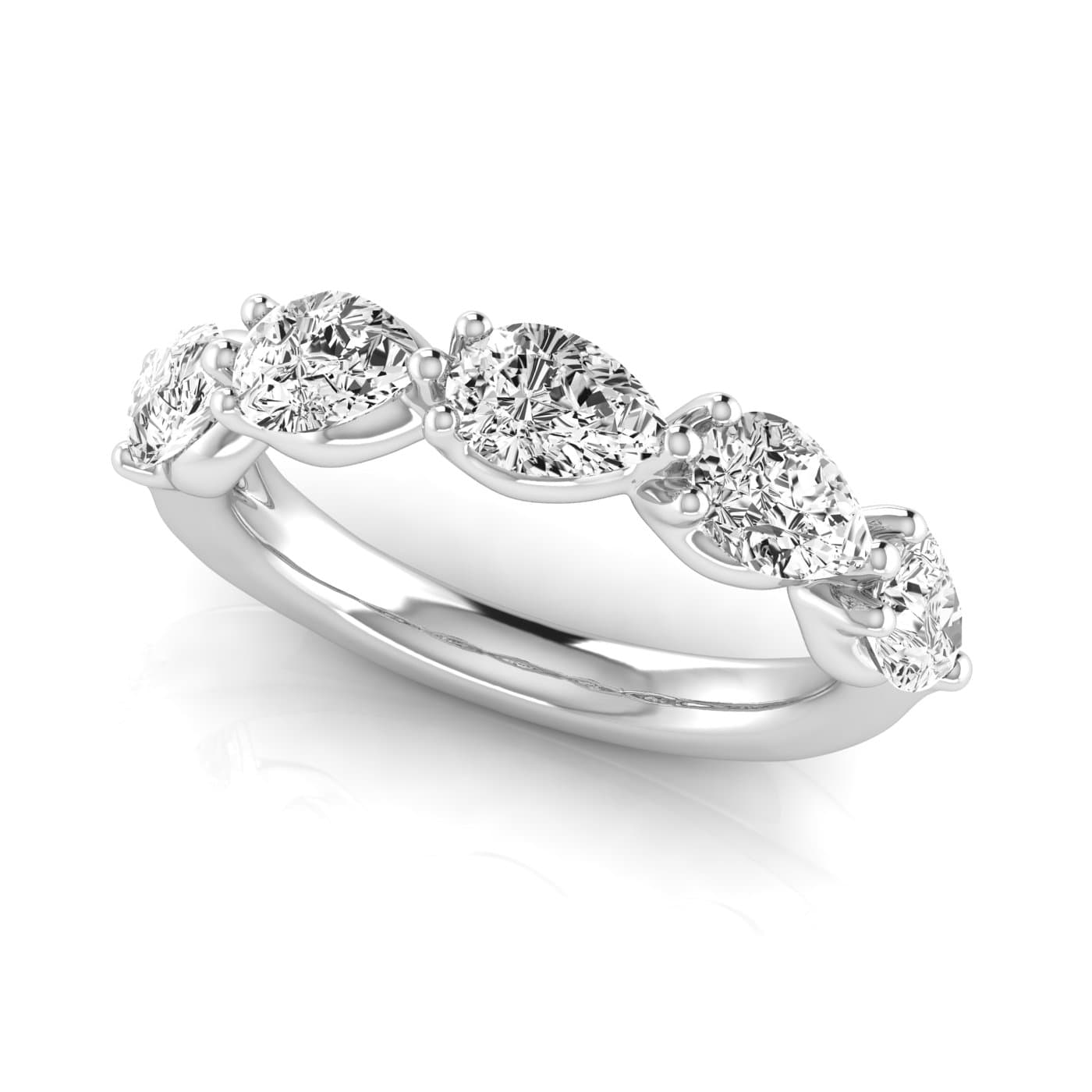 1/2 Spread Pear Diamond Wedding Band (1 2/3 ct. tw.), On hand view in white gold or platinum