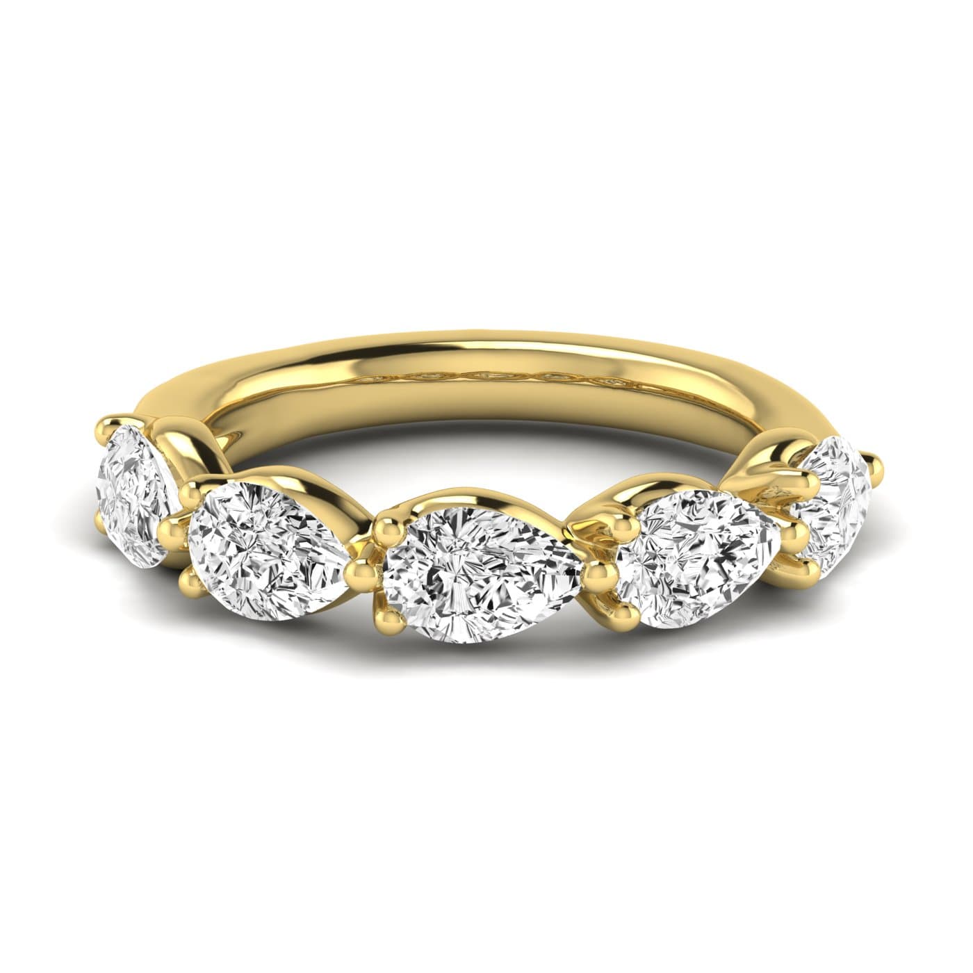 1/2 Spread Pear Diamond Wedding Band (1 2/3 ct. tw.), Side view in yellow gold