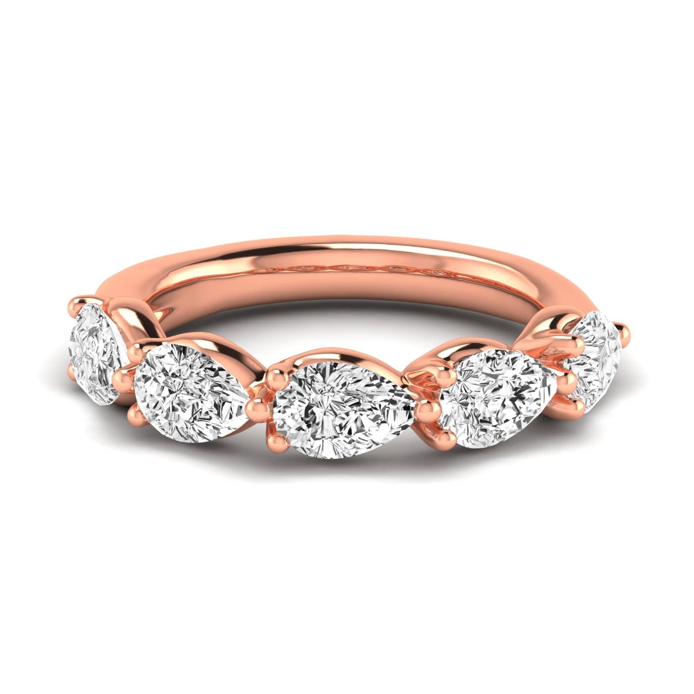 1/2 Spread Pear Diamond Wedding Band (1 2/3 ct. tw.), Side view in rose gold