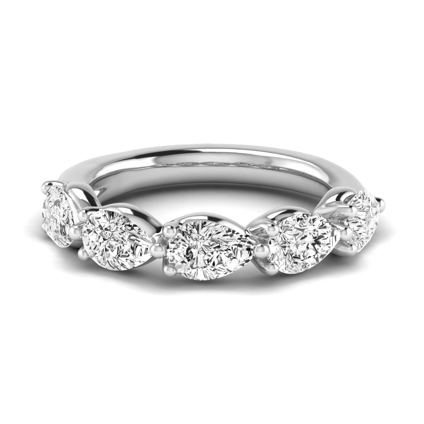 1/2 Spread Pear Diamond Wedding Band (1 2/3 ct. tw.), Side view in white gold or platinum