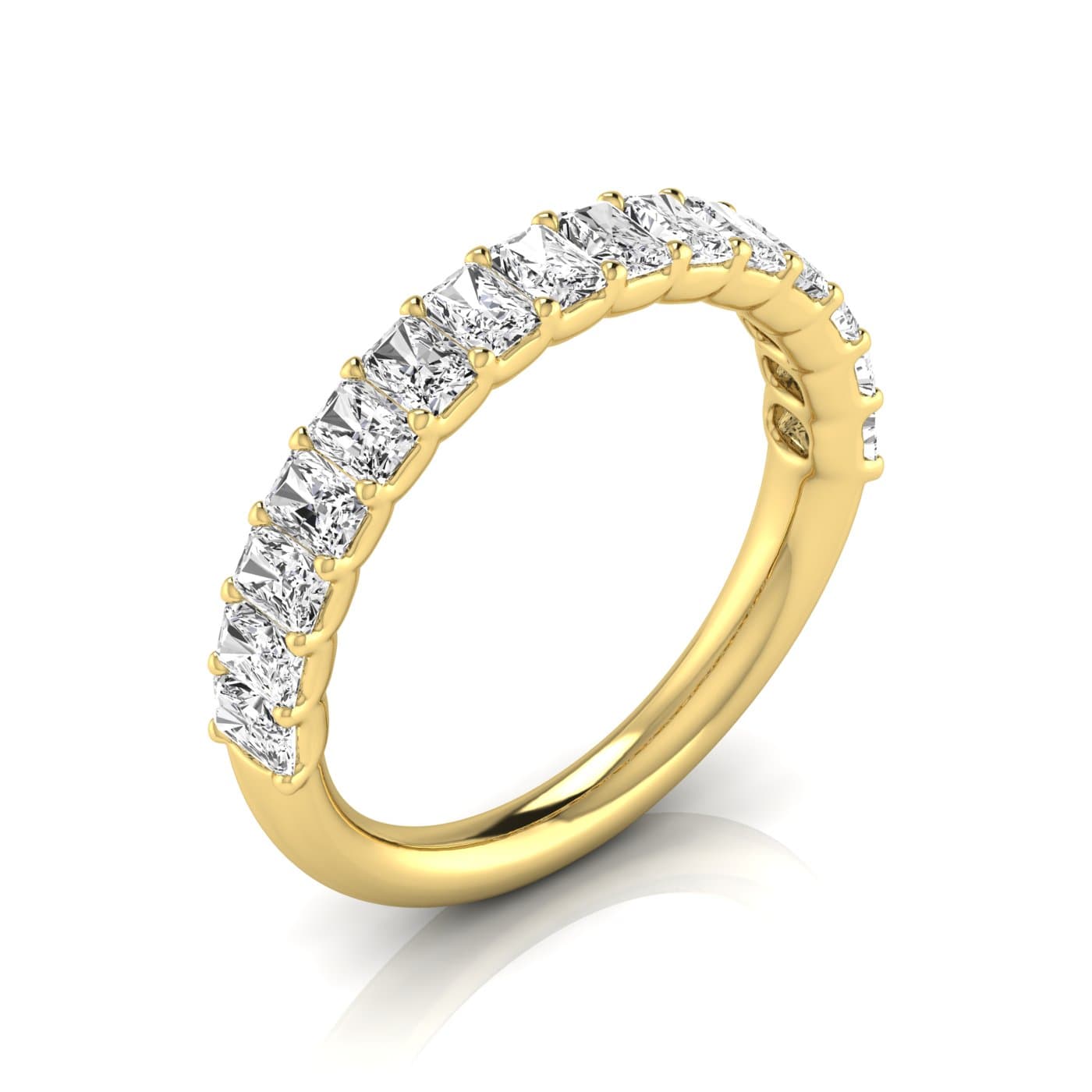 1/2 Spread Radiant Diamond Wedding Band (1 1/2 ct. tw.), Front view in yellow gold