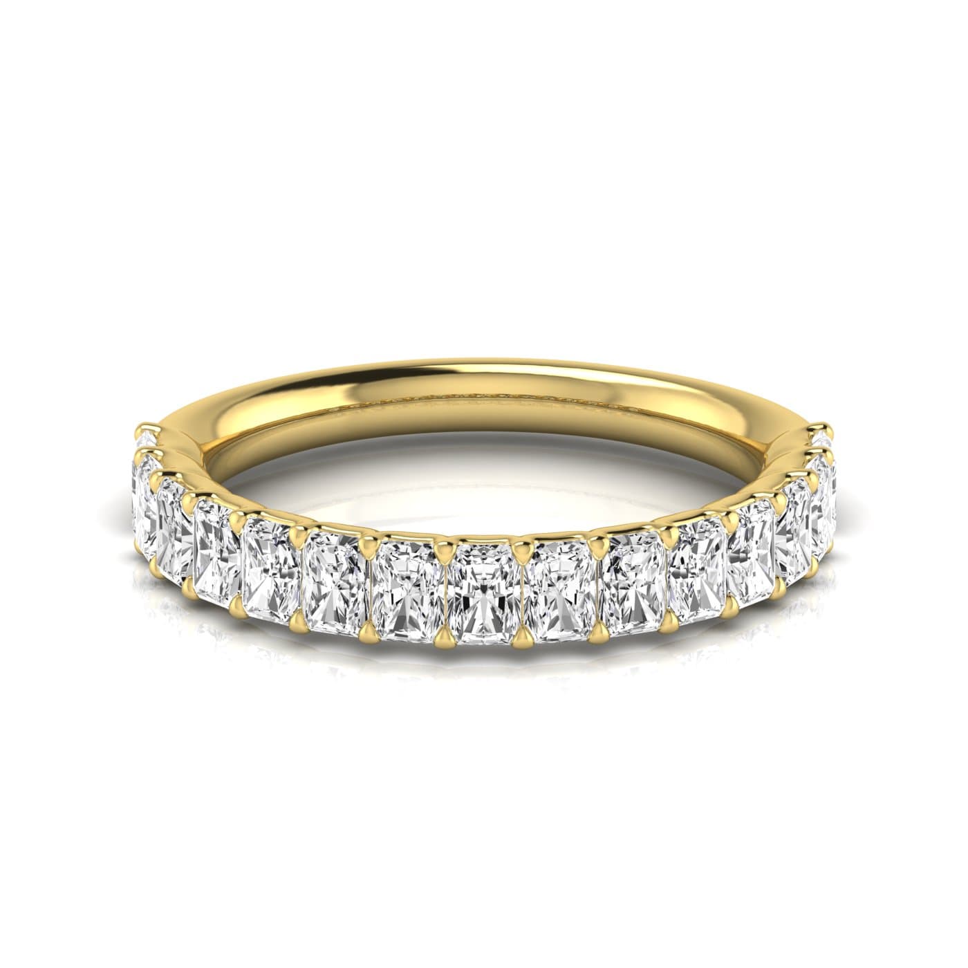 1/2 Spread Radiant Diamond Wedding Band (1 1/2 ct. tw.), Side view in yellow gold