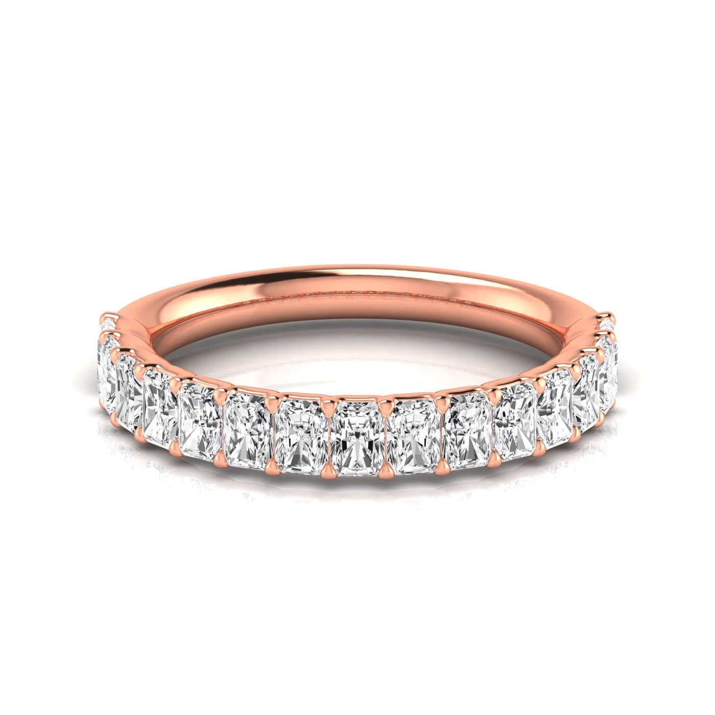 1/2 Spread Radiant Diamond Wedding Band (1 1/2 ct. tw.), Side view in rose gold